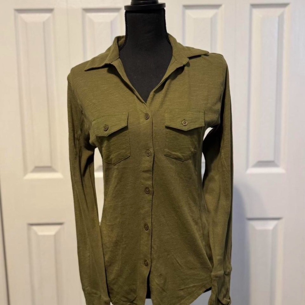 NYC Lola River Olive Button-Up Women's Blouse